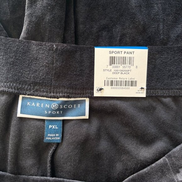 Karen Scott Petite Black Velour Elastic-Waist Pants NWT - Picture 8 of 8